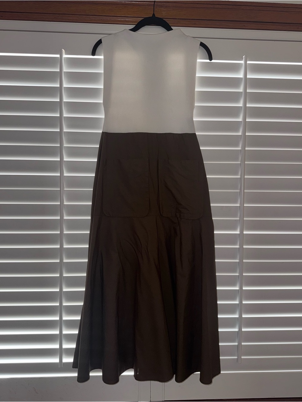 Zara White and Brown Sleeveless Maxi Dress